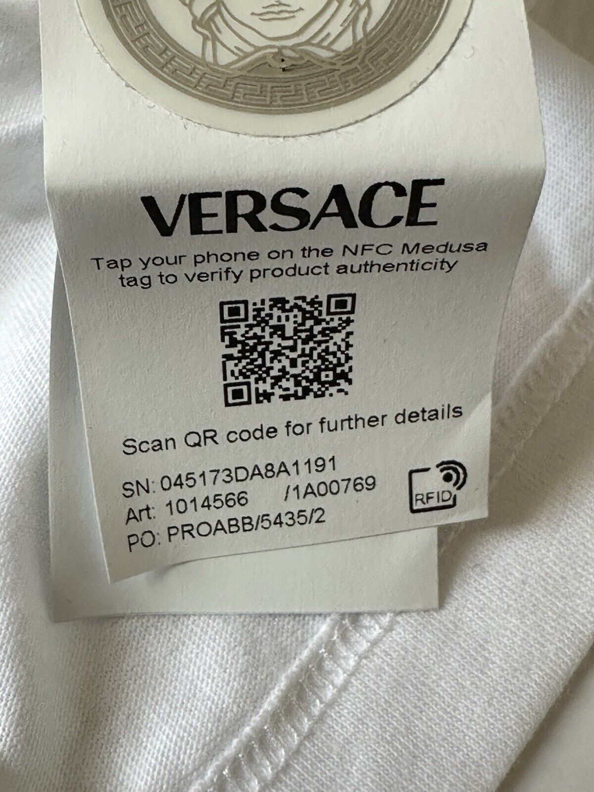 Versace Medusa Embroided Crop White Cotton Jersey T-Shirt 2 (36) 10144566 $600