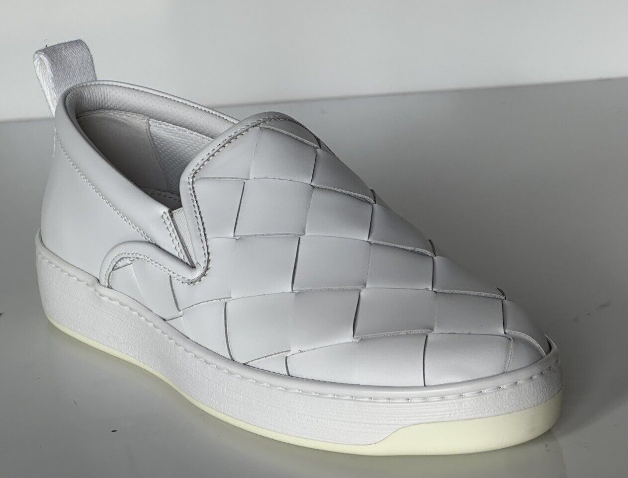 Bottega Veneta Rubber Sole Calf Leather Optic White Shoes 7.5 US 578303 9122 NIB