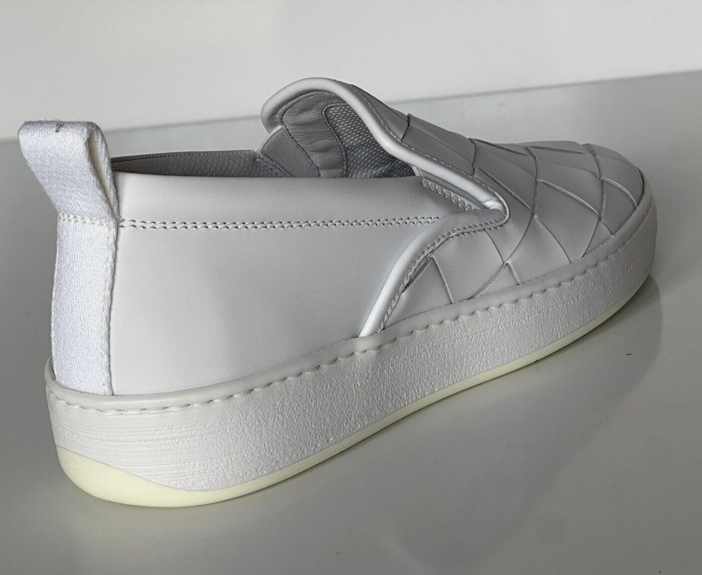 Bottega Veneta Rubber Sole Calf Leather Optic White Shoes 7.5 US 578303 9122 NIB