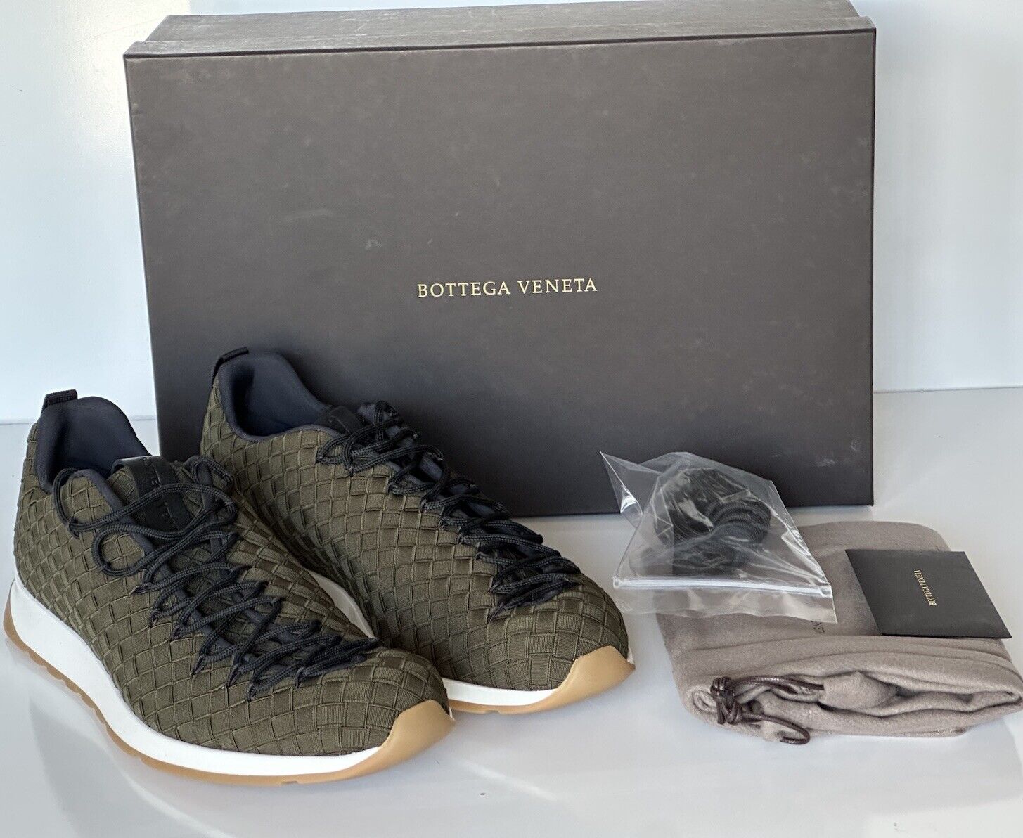 Bottega Veneta Men's Scar Tex Khaki Sneakers 8.5 US (41.5) 609915 3349 NIB $790