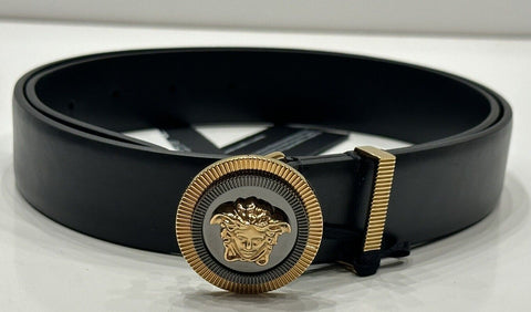 Versace Medusa-Buckle Black Slim Leather Belt 110 (44) Italy 1003760 NWT $550