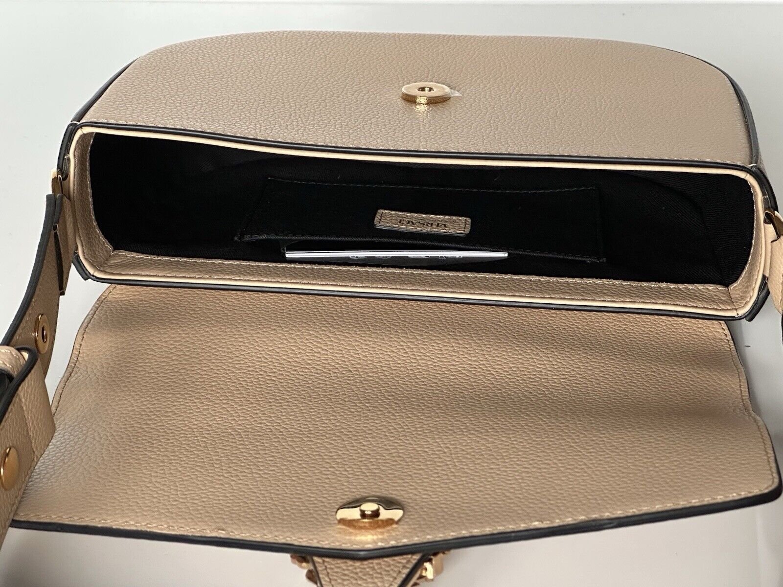 Versace Virtus Grainy Leather Beige Crossbody Shoulder Bag 1014278 IT NWT $1550