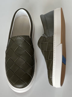 Bottega Veneta Rubber Sole Calf Leather Khaki Shoes 11 US 608751 NIB $760