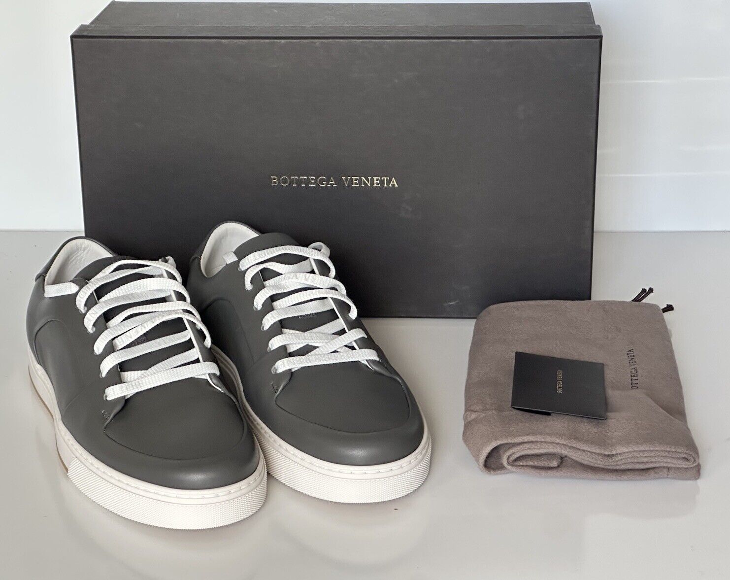 Bottega Veneta Men's Speedster Calf Leather Gray Sneakers 8 US 608761 NIB $750