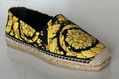 VERSACE Barocco Print Gold/Black Fabric Espadrilles 6 US 1004030 Spain NIB