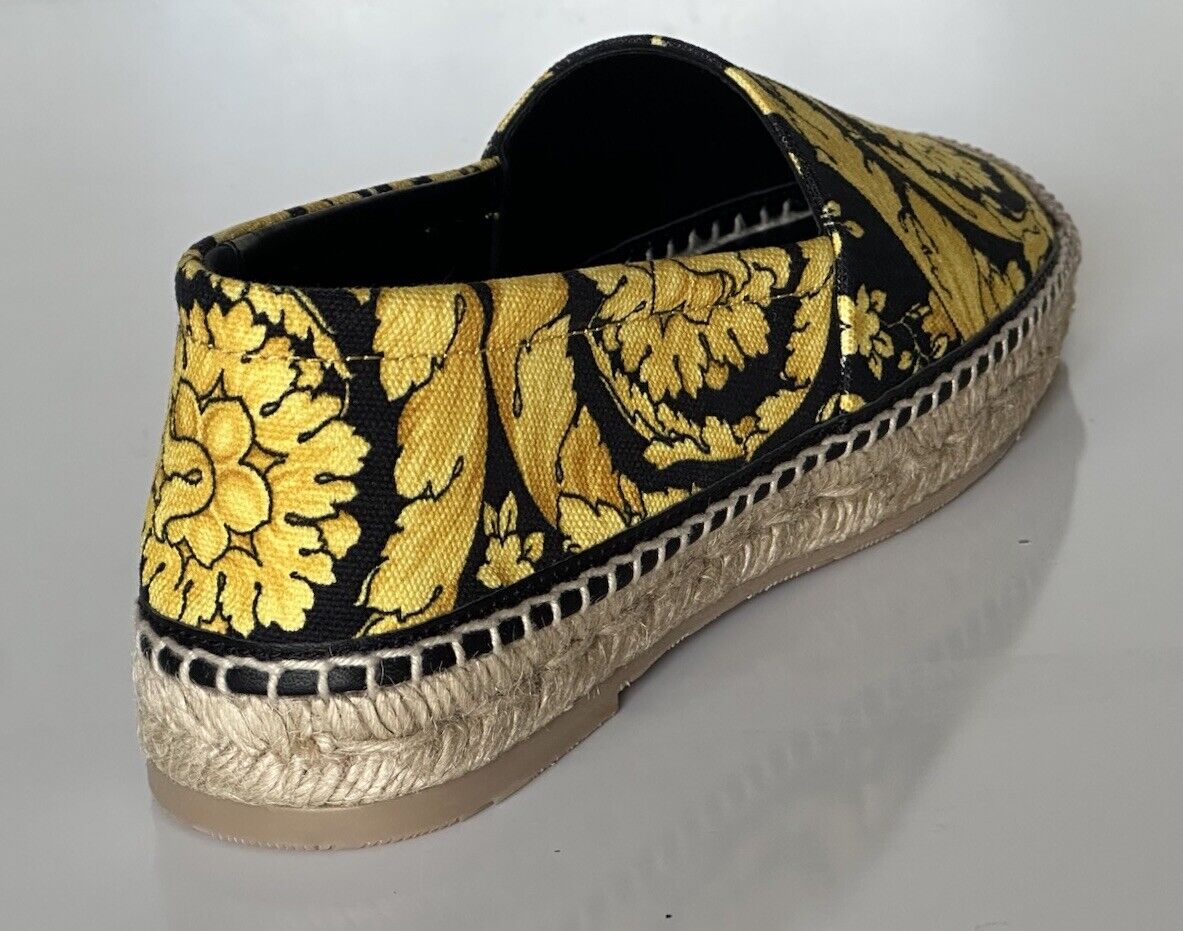 VERSACE Barocco Print Gold/Black Fabric Espadrilles 6 US 1004030 Spain NIB