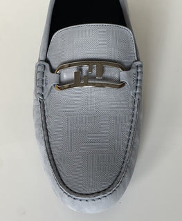 Fendi O’lock Leather Sky Blue Driver Shoes 11 US (10 Fendi) 7D1547 IT NIB $770