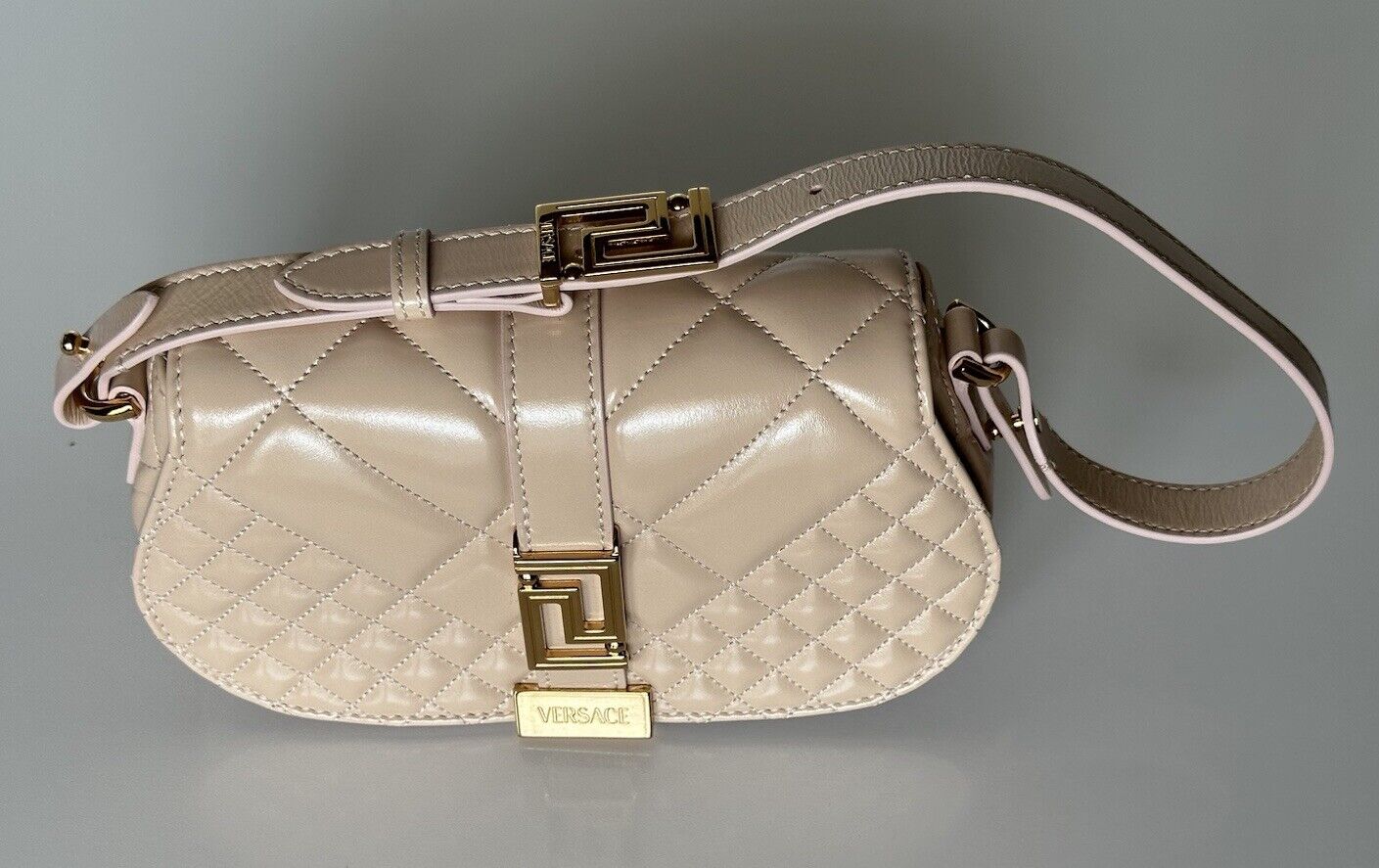 Versace Quilted Calf Leather Light Pink Mini Shoulder Bag 1010951 IT NWOT $1625