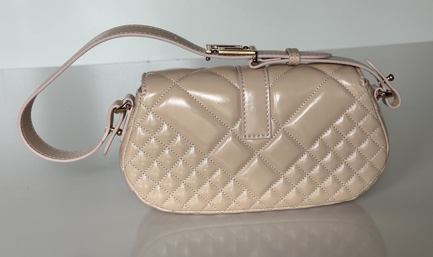 Versace Quilted Calf Leather Light Pink Mini Shoulder Bag 1010951 IT NWOT $1625