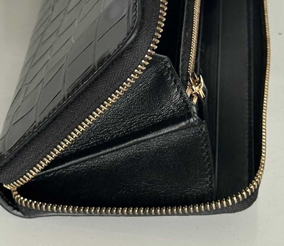 Versace Gold Medusa Head Black Leather Zipper Long Wallet IT DPDI056 NWT $725