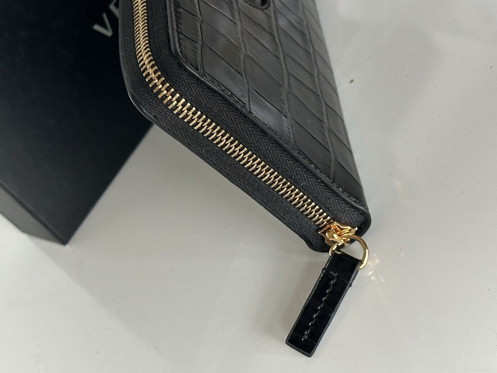 Versace Gold Medusa Head Black Leather Zipper Long Wallet IT DPDI056 NWT $725