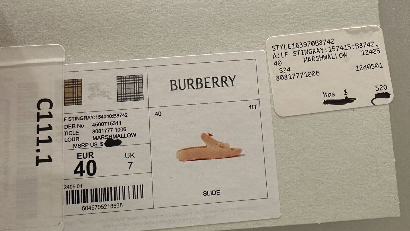 Burberry Women’s Stingray Rubber Neutral Sandals 10 US (40) 8081771 IT NIB $520