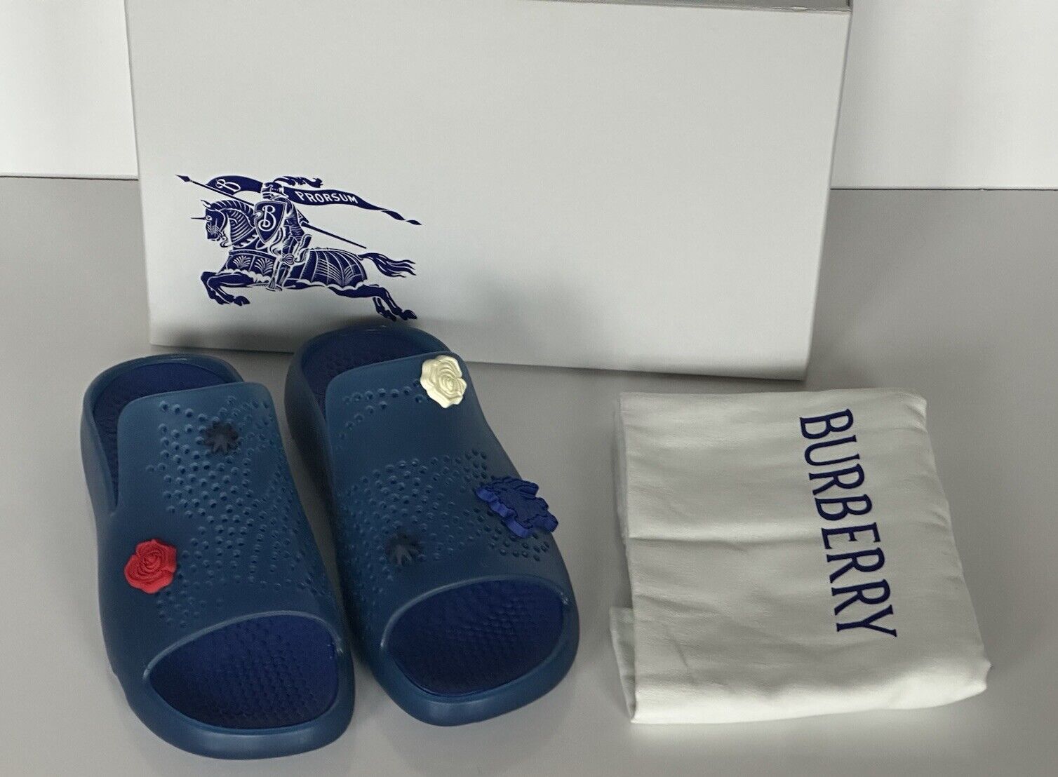 Burberry Women’s Stingray Rubber Blue Sandals 7 US (37) 8082069 IT NIB $520