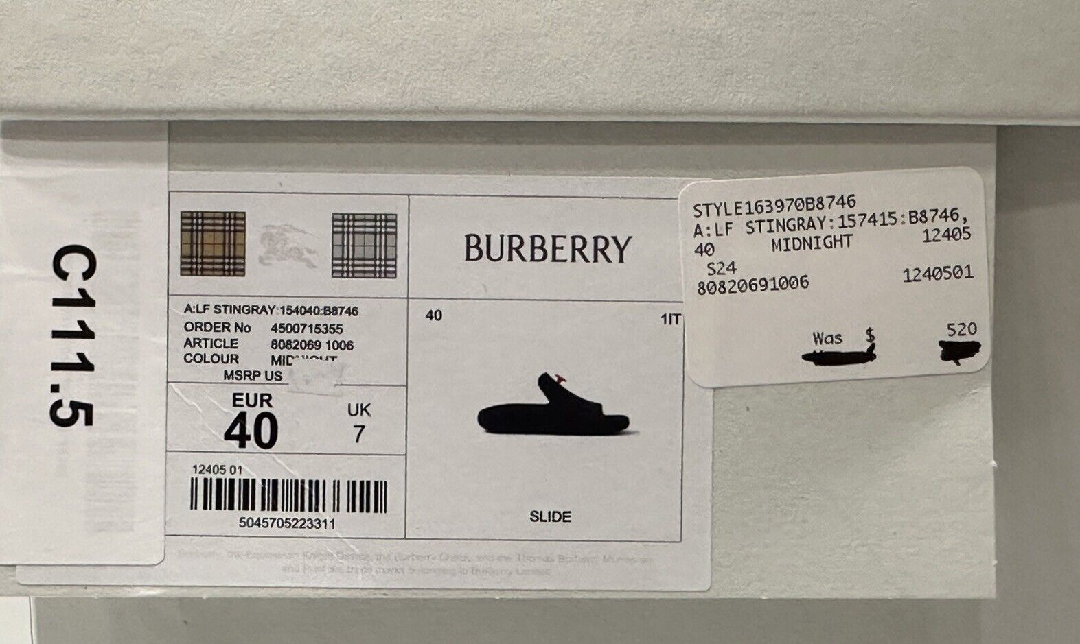 Burberry Women’s Stingray Rubber Blue Sandals 10 US (40) 8082069 IT NIB $520