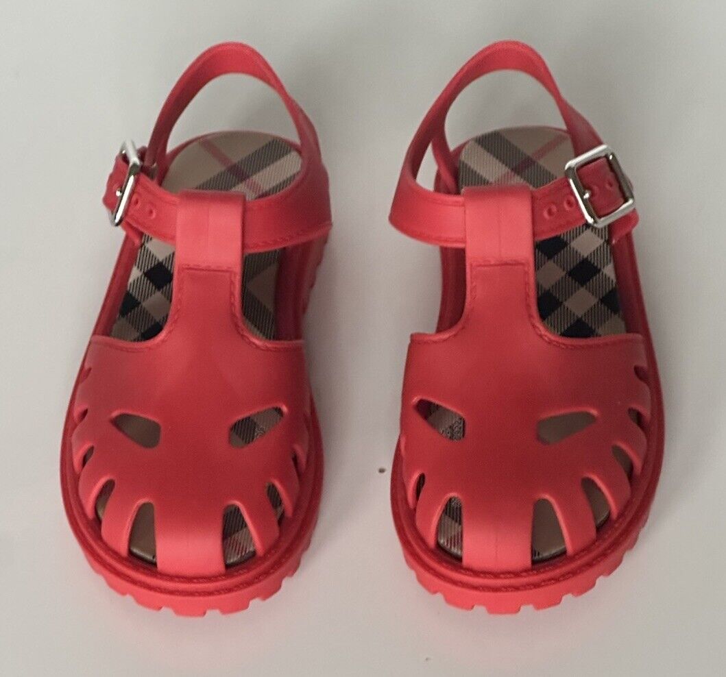 Burberry Jenna Girl's Rubber Bright Red Sandals 25 Euro (8 US) 8062760 NIB $280