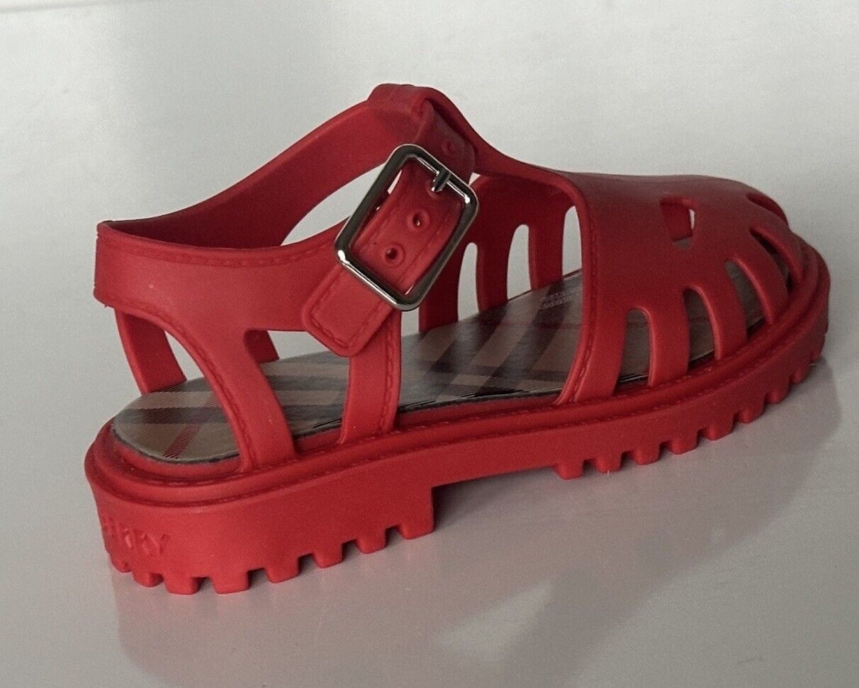 Burberry Jenna Girl's Rubber Bright Red Sandals 25 Euro (8 US) 8062760 NIB $280