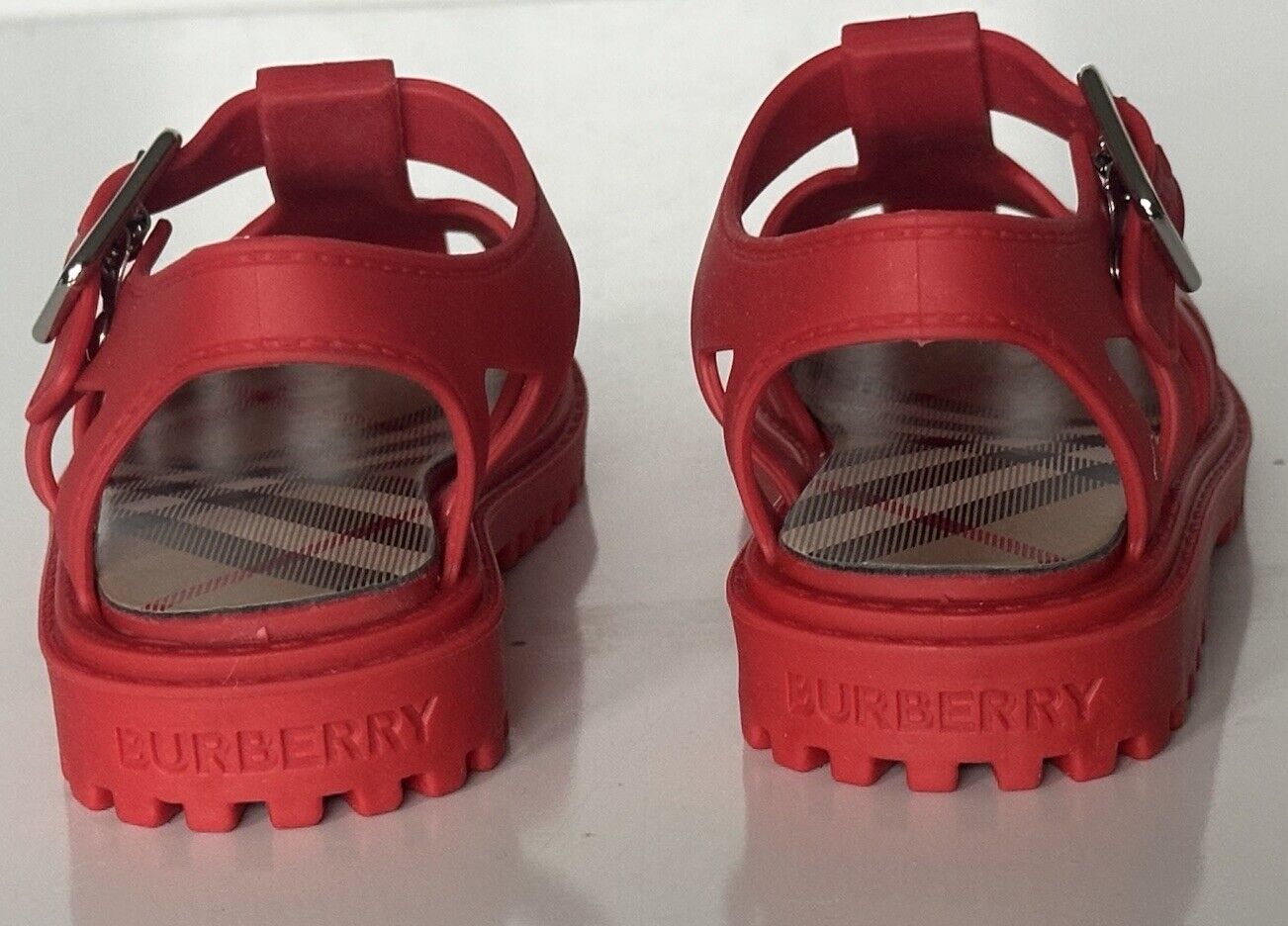 Burberry Jenna Girl's Rubber Bright Red Sandals 25 Euro (8 US) 8062760 NIB $280