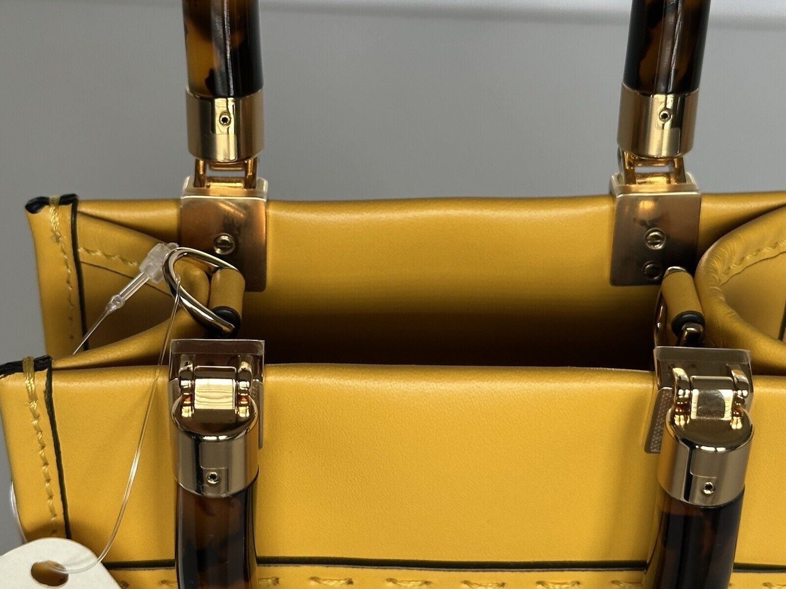 Fendi Roma Calf Leather Yellow Mini Shoulder Bag 8BS051 Italy NWT $1750