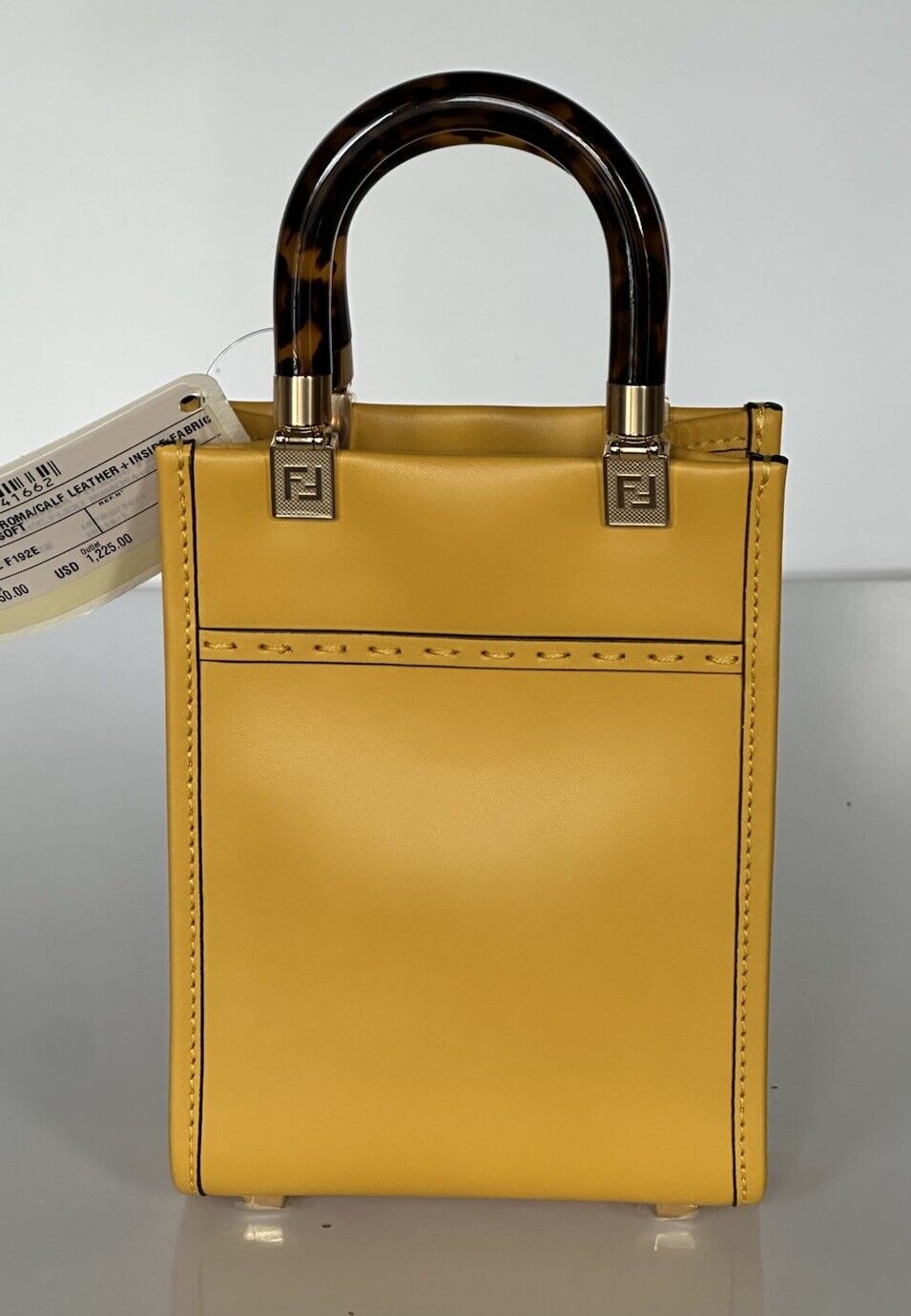 Fendi Roma Calf Leather Yellow Mini Shoulder Bag 8BS051 Italy NWT $1750