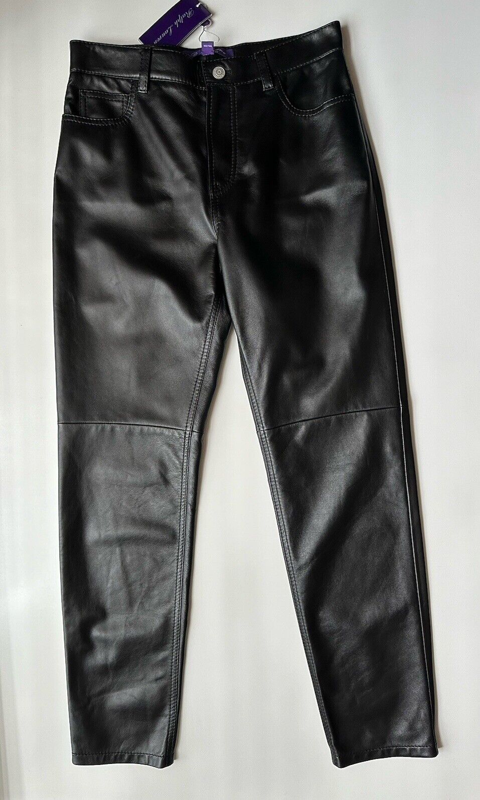 Ralph Lauren Purple Label Women's Black Soft Leather Jeans 8 US Italy NWT $2390