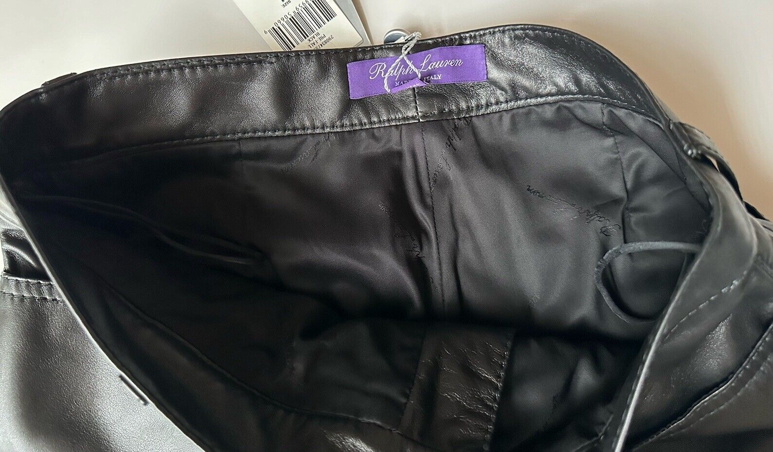 Ralph Lauren Purple Label Women's Black Soft Leather Jeans 8 US Italy NWT $2390