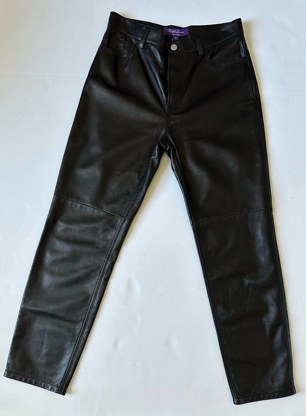 Ralph Lauren Purple Label Women's Black Soft Leather Jeans 8 US Italy NWT $2390