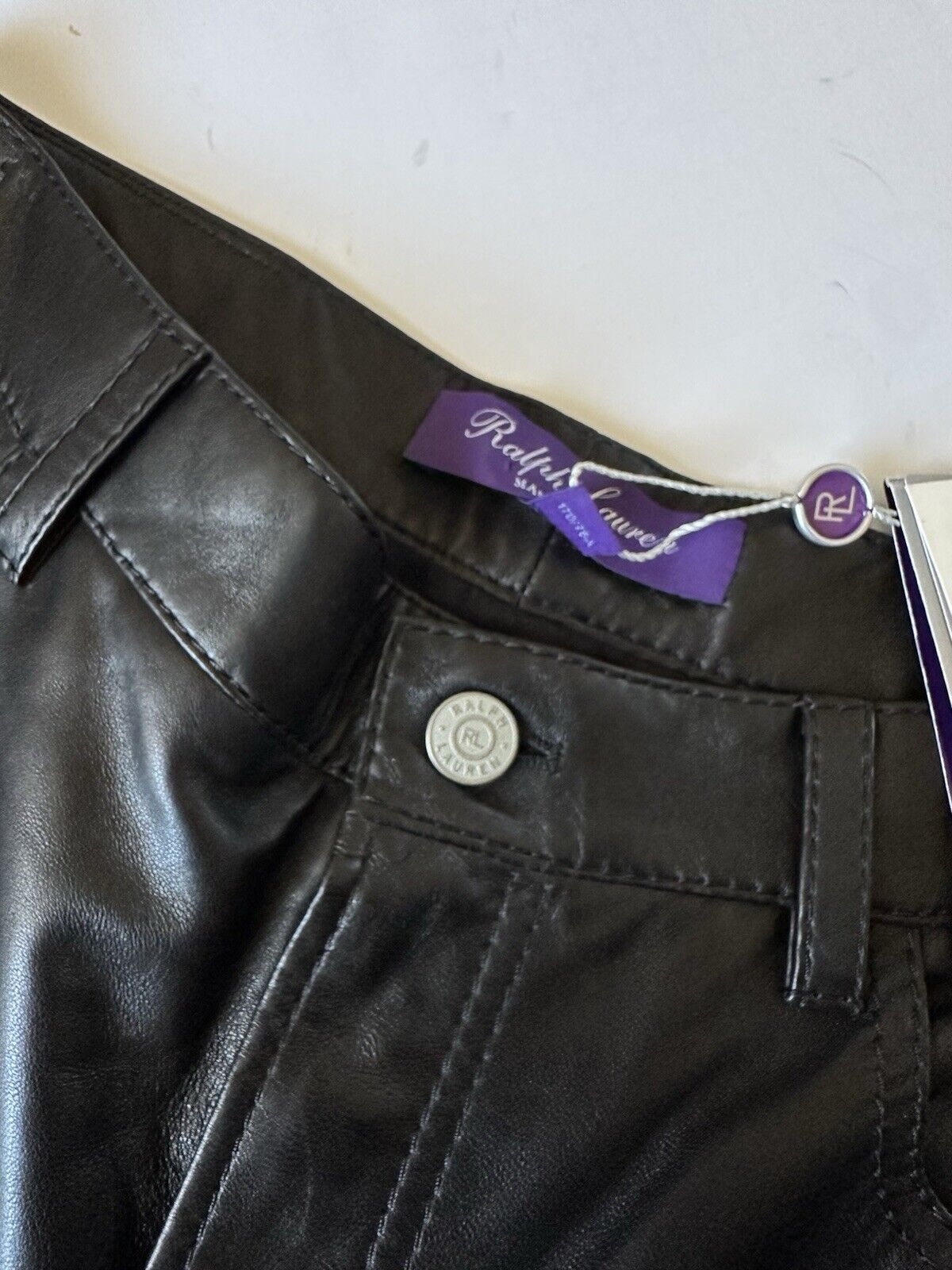 Ralph Lauren Purple Label Women's Black Soft Leather Jeans 8 US Italy NWT $2390