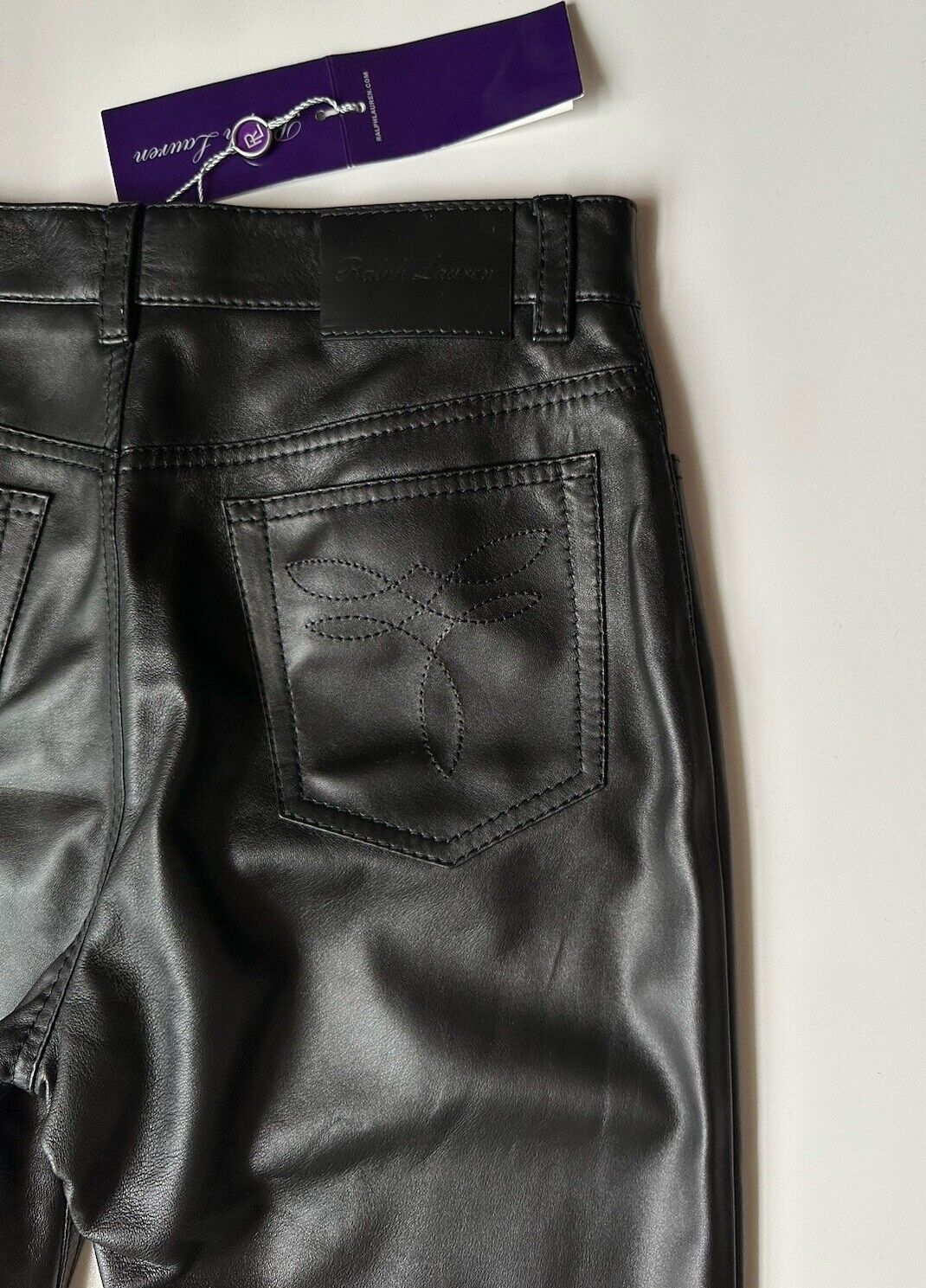 Ralph Lauren Purple Label Women's Black Soft Leather Jeans 8 US Italy NWT $2390