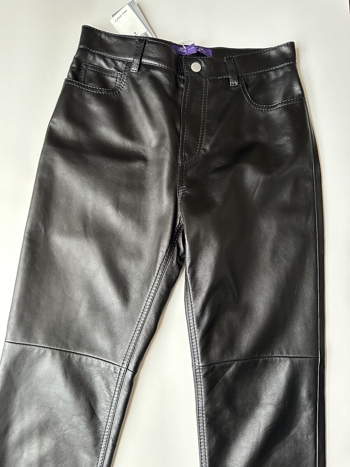 Ralph Lauren Purple Label Women's Black Soft Leather Jeans 8 US Italy NWT $2390