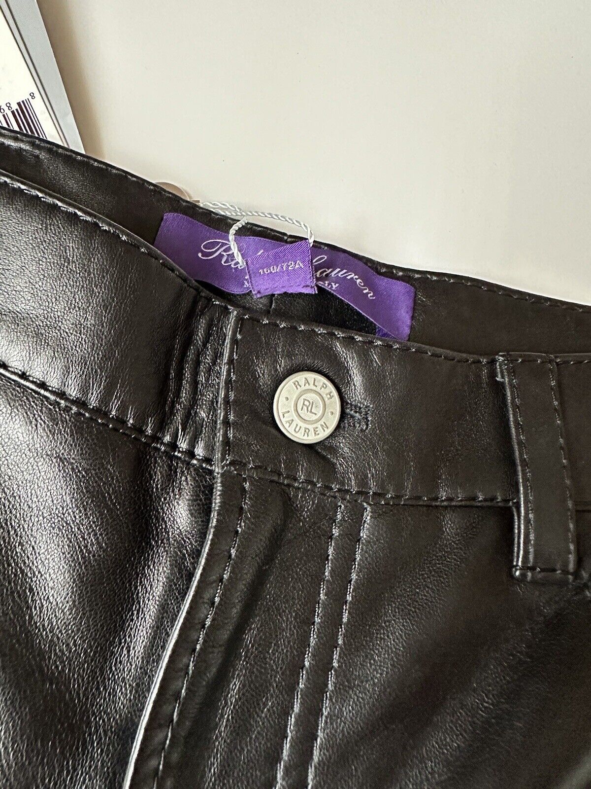 Ralph Lauren Purple Label Women's Black Soft Leather Jeans 8 US Italy NWT $2390