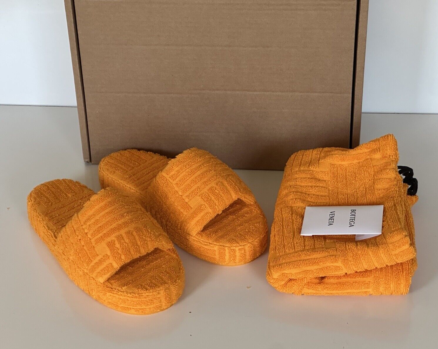 Bottega Veneta Intrecciato Resort Sponge Slipper Yellow 7 US 660245 IT NIB $600