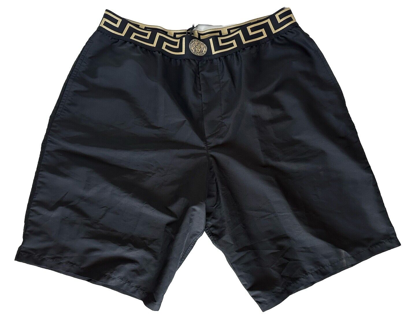 Versace Greek Key Logo Men's Black Swim Shorts Size 5 (32”) IT ABU01027 NWT