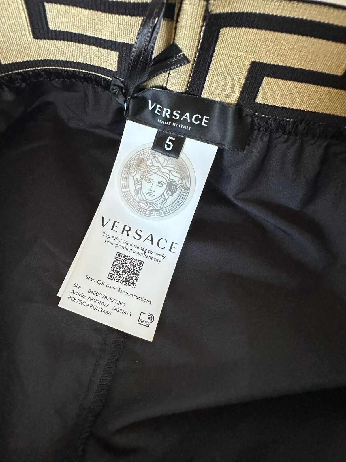 Versace Greek Key Logo Men's Black Swim Shorts Size 5 (32”) IT ABU01027 NWT