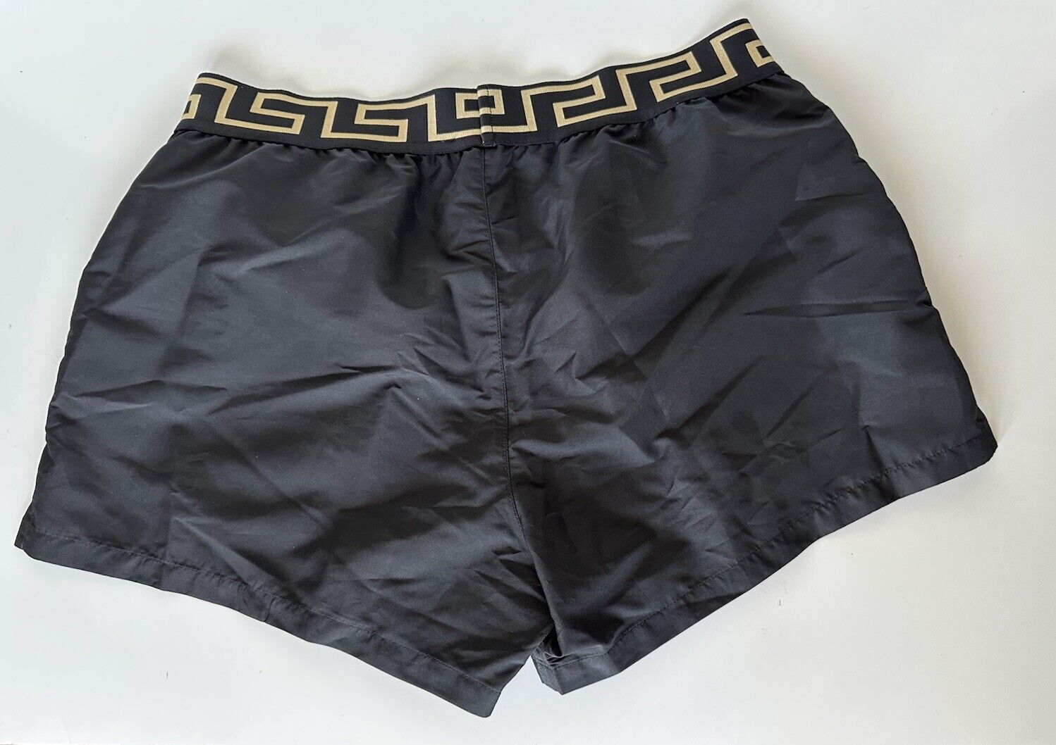 Versace Greek Key Logo Men's Black Short Swim Shorts Size 4 (30”) ABU01022 NWT