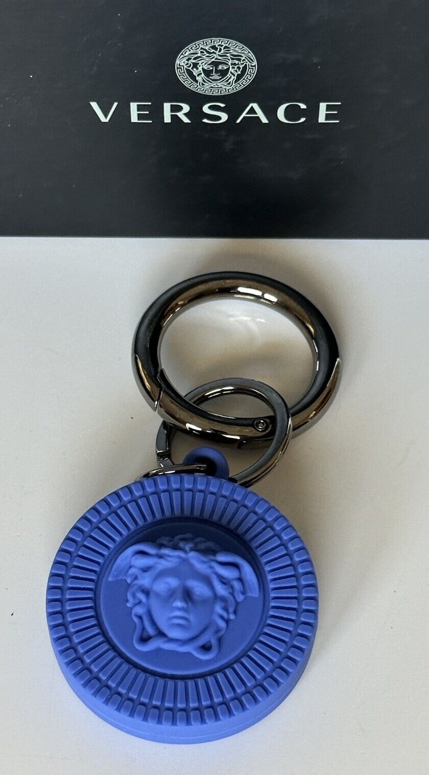 Versace Medusa Head Blue Silicone Air Tag Keychain 1008527 NWT $150