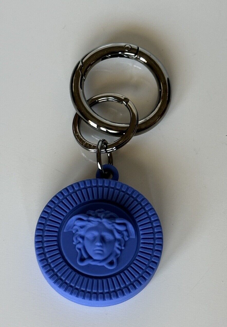 Versace Medusa Head Blue Silicone Air Tag Keychain 1008527 NWT $150