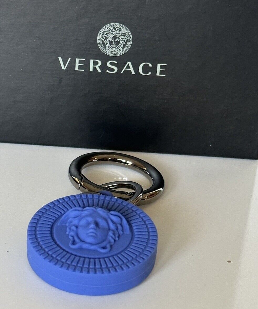 Versace Medusa Head Blue Silicone Air Tag Keychain 1008527 NWT $150