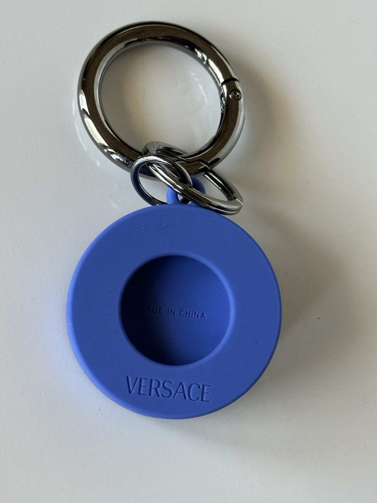 Versace Medusa Head Blue Silicone Air Tag Keychain 1008527 NWT $150