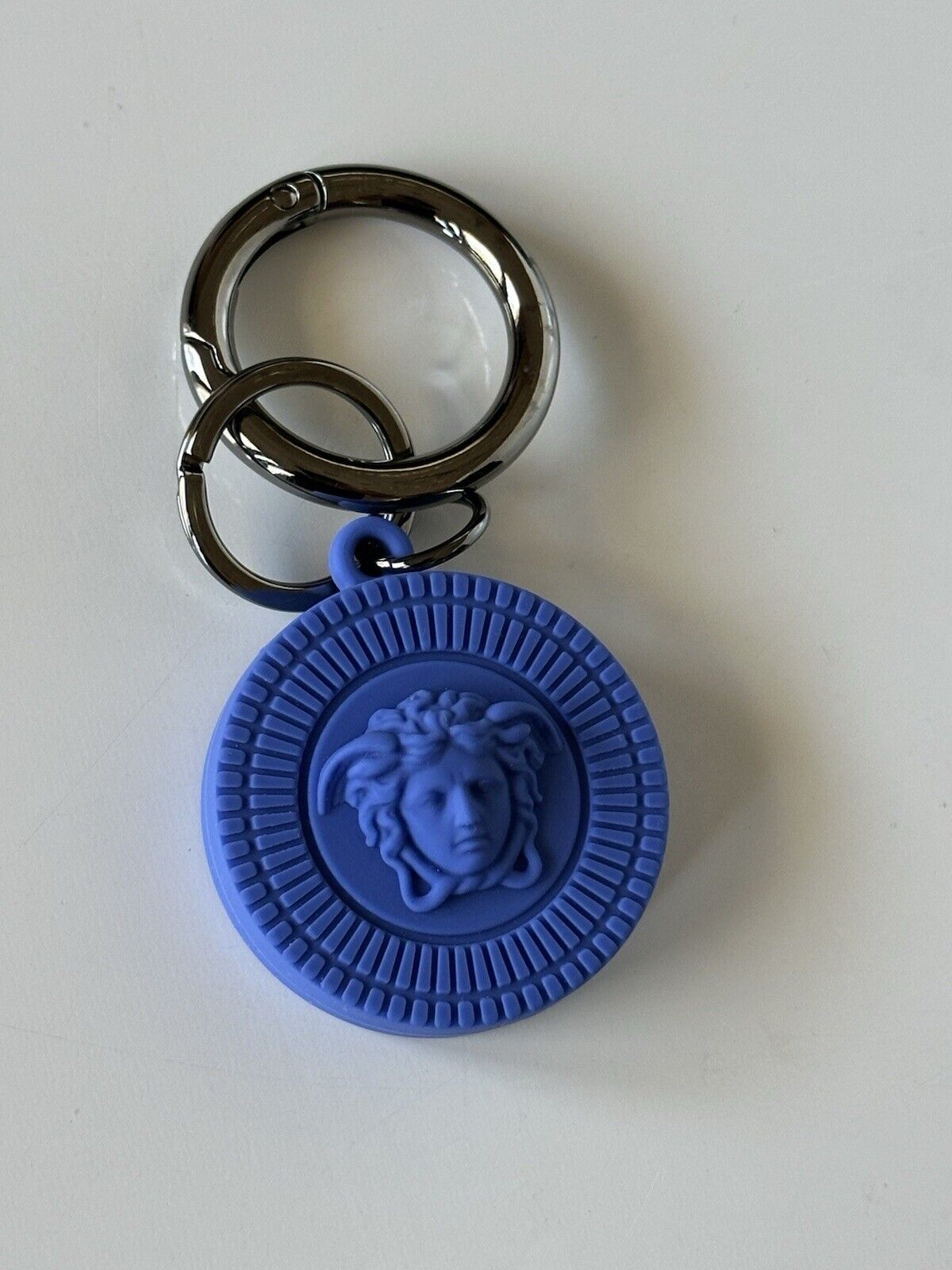 Versace Medusa Head Blue Silicone Air Tag Keychain 1008527 NWT $150