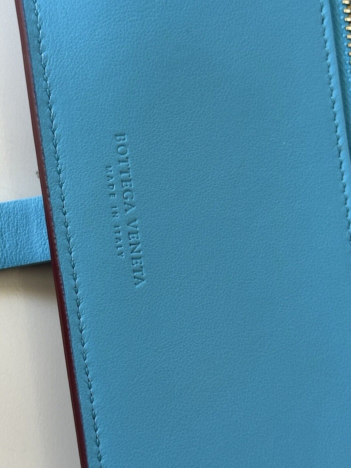 Bottega Veneta Intrecciato Leather Wallet Bordeaux/Sky Blue  518389 IT NWT $830