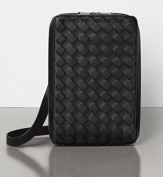 Bottega Veneta Intrecciato Black Leather Vertical Bag Italy 592692 NWT $1850