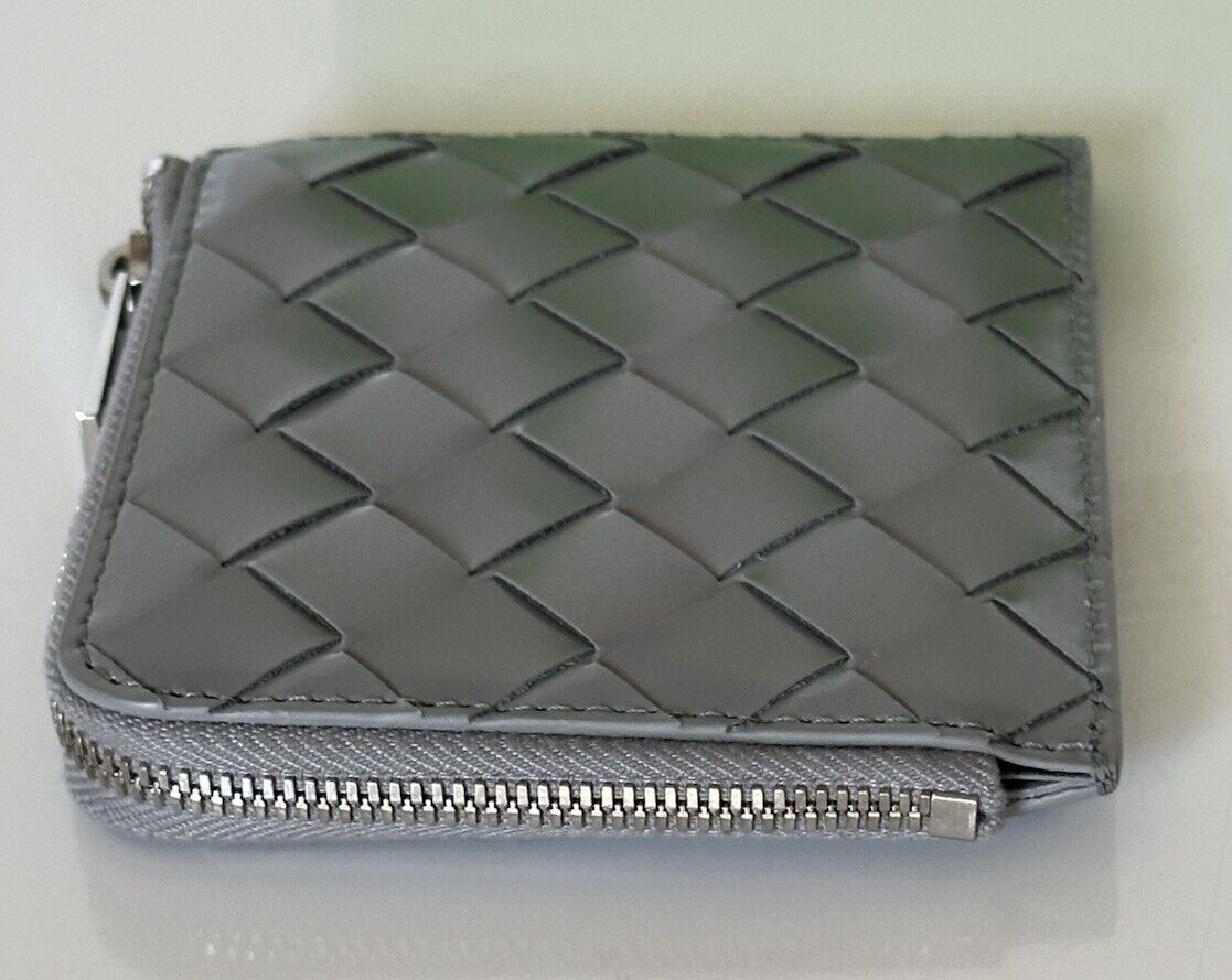 Bottega Veneta Intrecciato Leather Zip Around Gray Wallet 593216 IT NWT $460