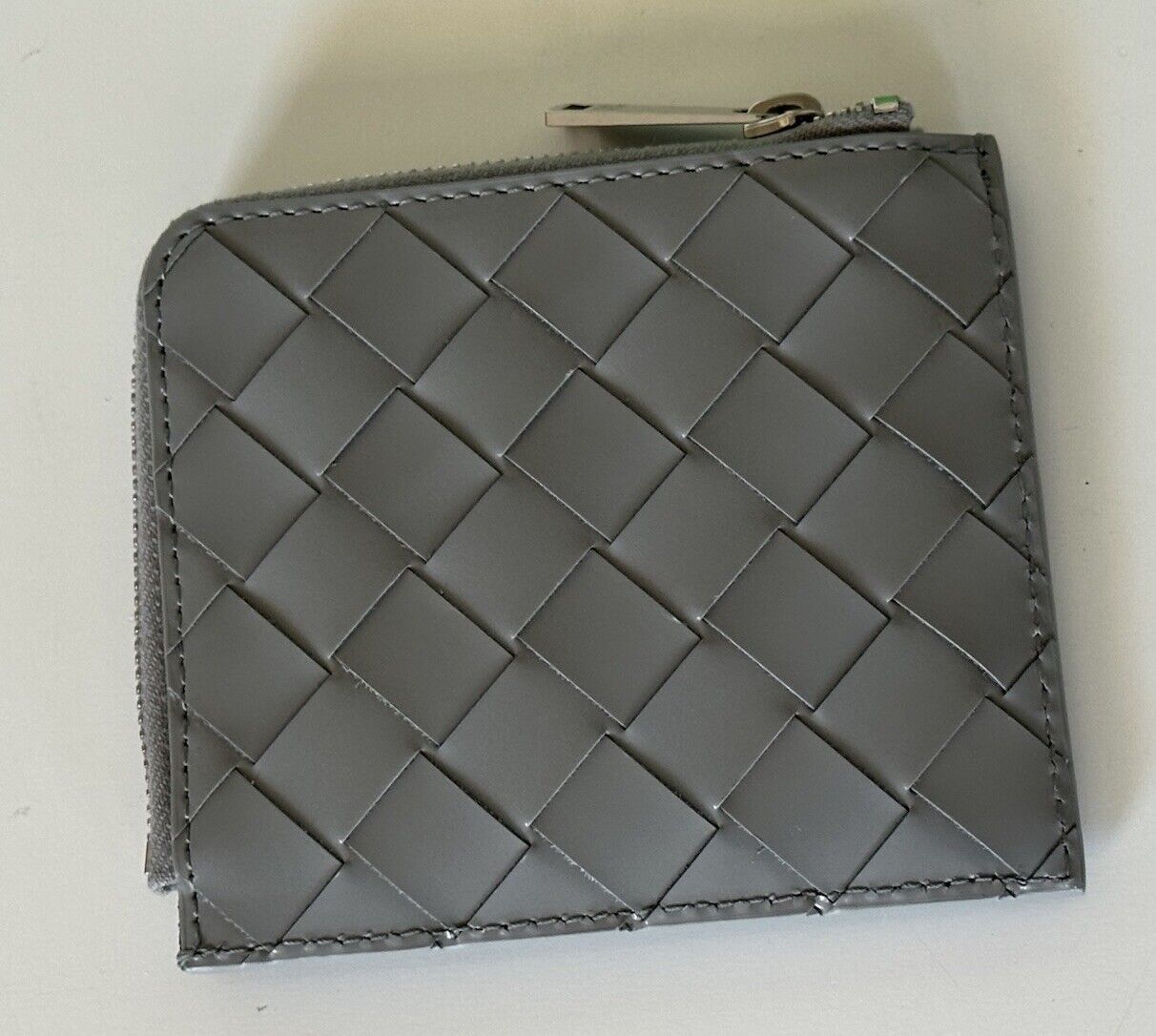 Bottega Veneta Intrecciato Leather Zip Around Gray Wallet 593216 IT NWT $460