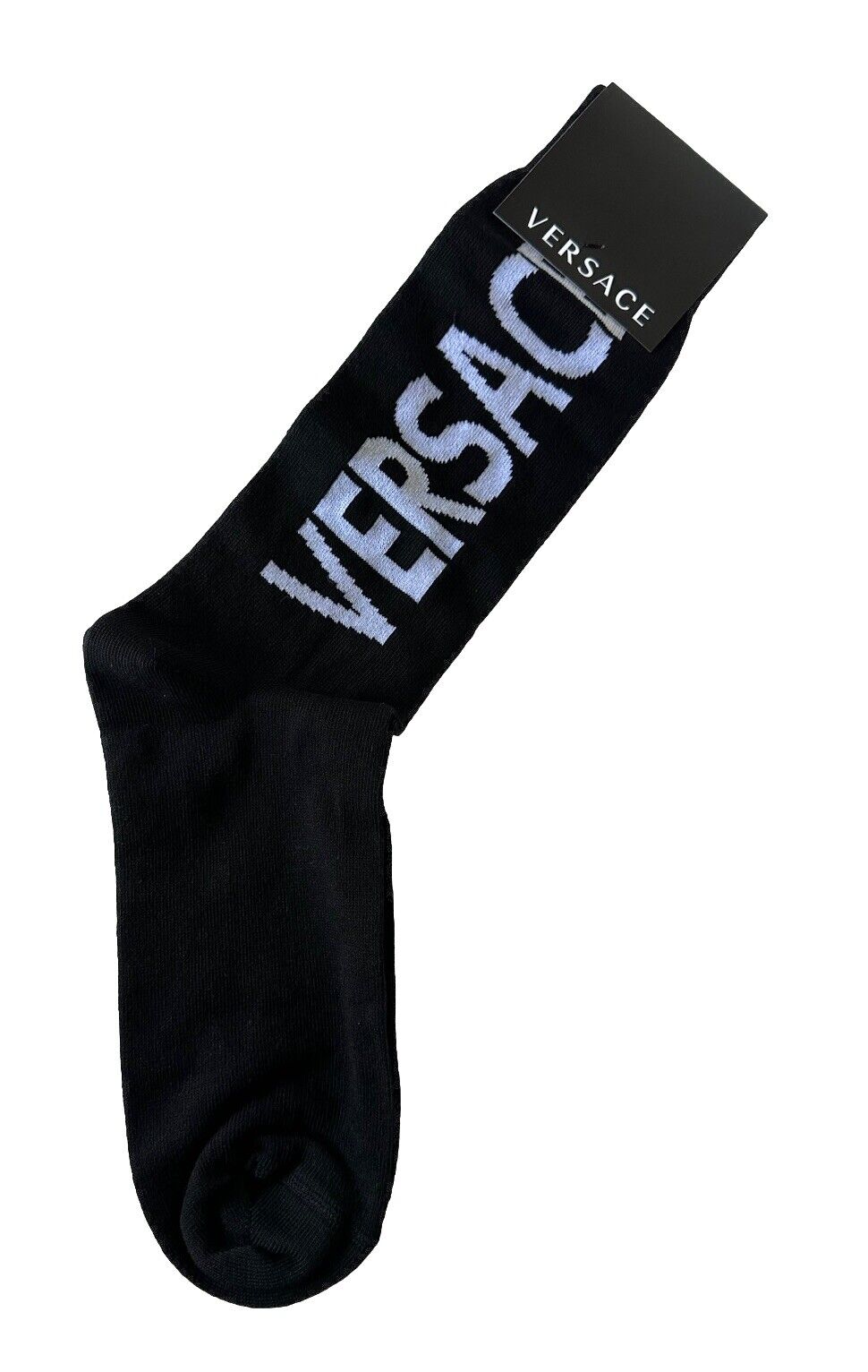 Versace Logo Socks Black/White Size S Made in Italy ICZ0003 NWT $125