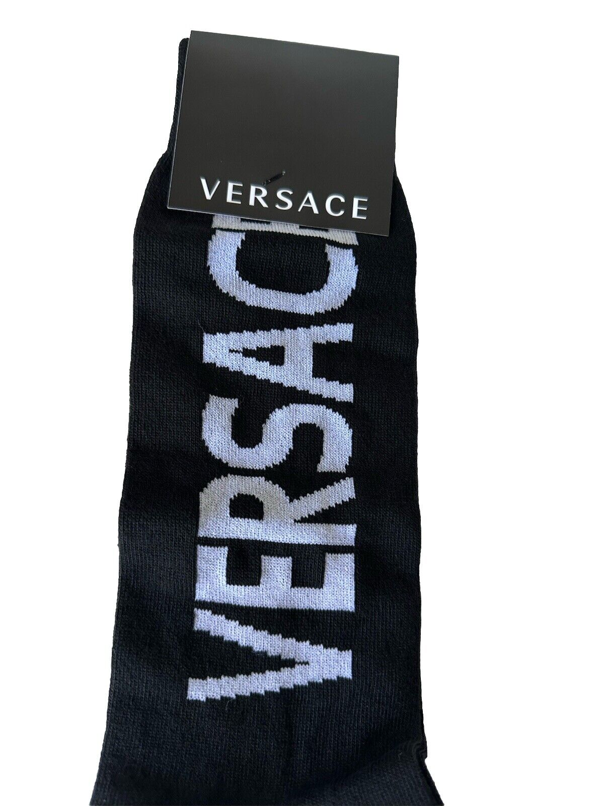 Versace Logo Socks Black/White Size S Made in Italy ICZ0003 NWT $125