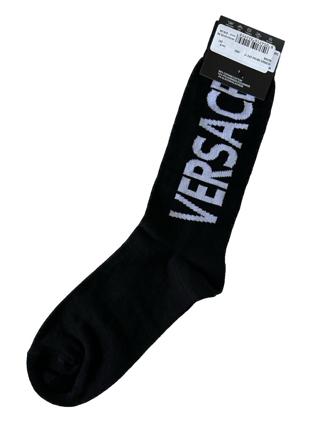 Versace Logo Socks Black/White Size S Made in Italy ICZ0003 NWT $125