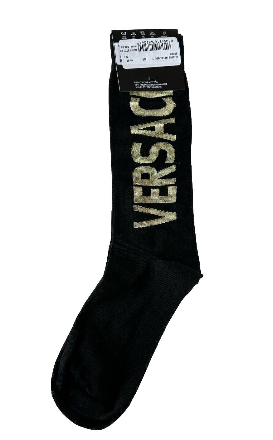 Versace Logo Socks Black/Gold Size M Made in Italy ICZ0003 NWT $125