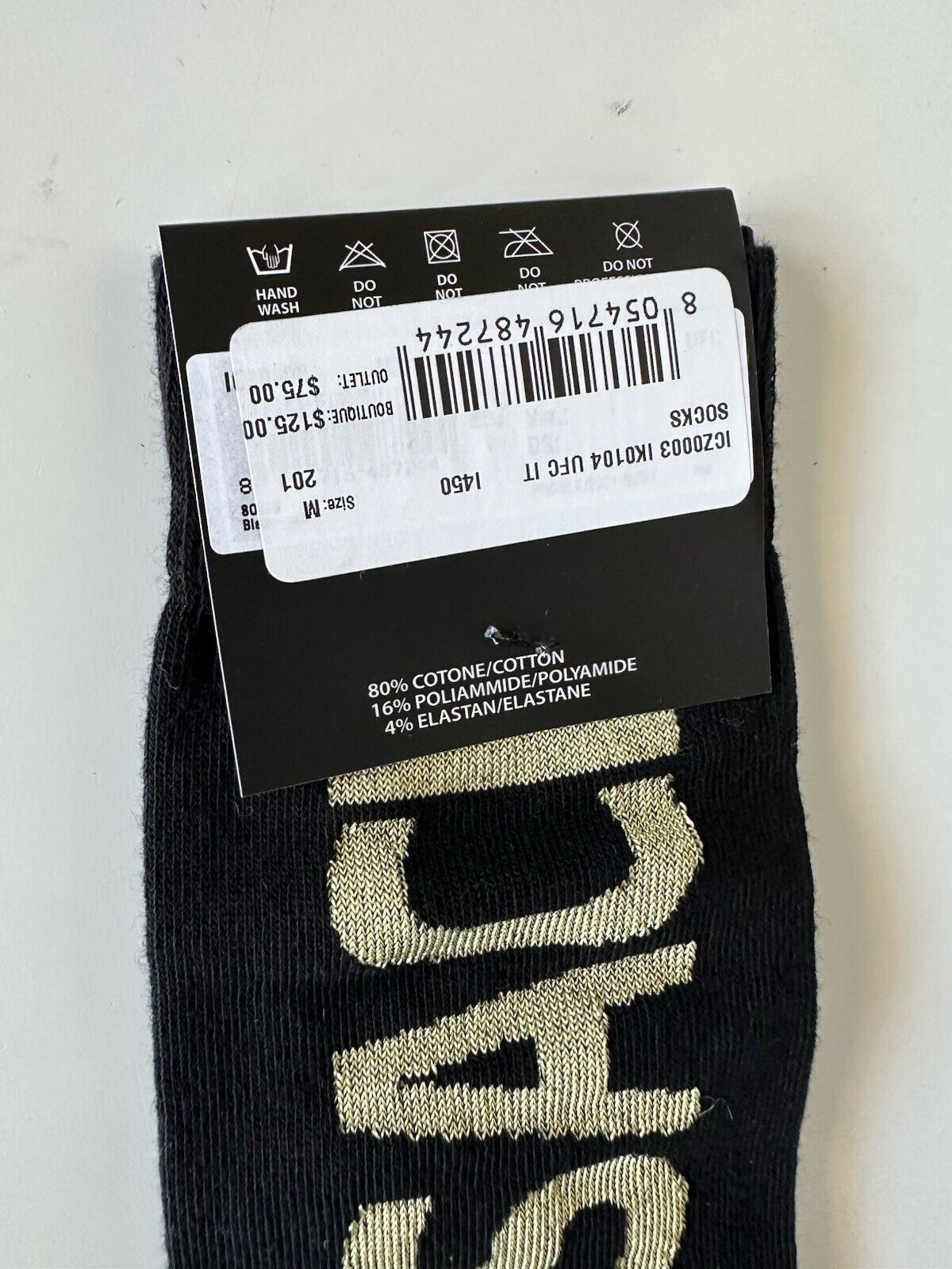 Versace Logo Socks Black/Gold Size M Made in Italy ICZ0003 NWT $125