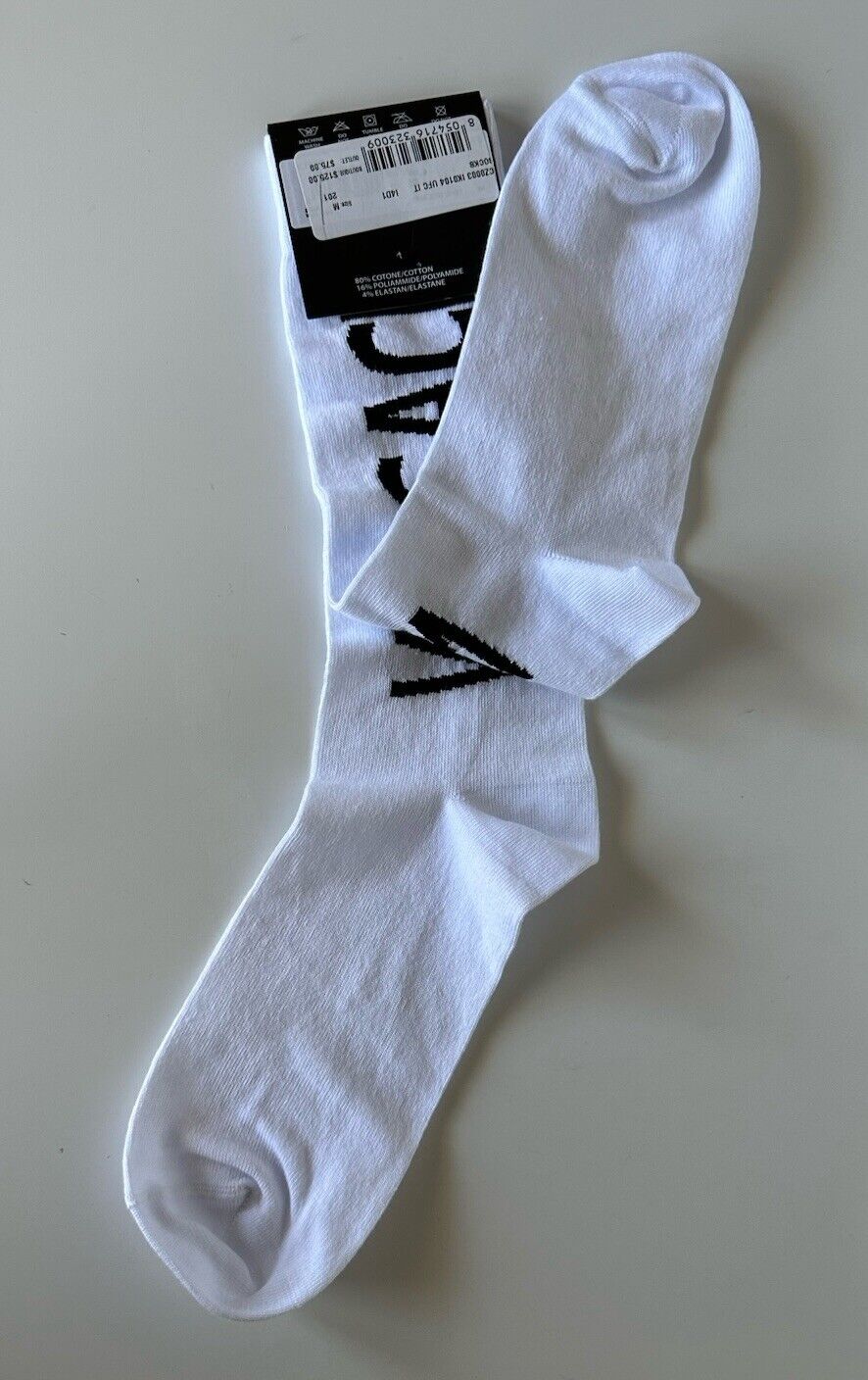 Versace Logo Socks White/Black Size M Made in Italy ICZ0003 NWT $125