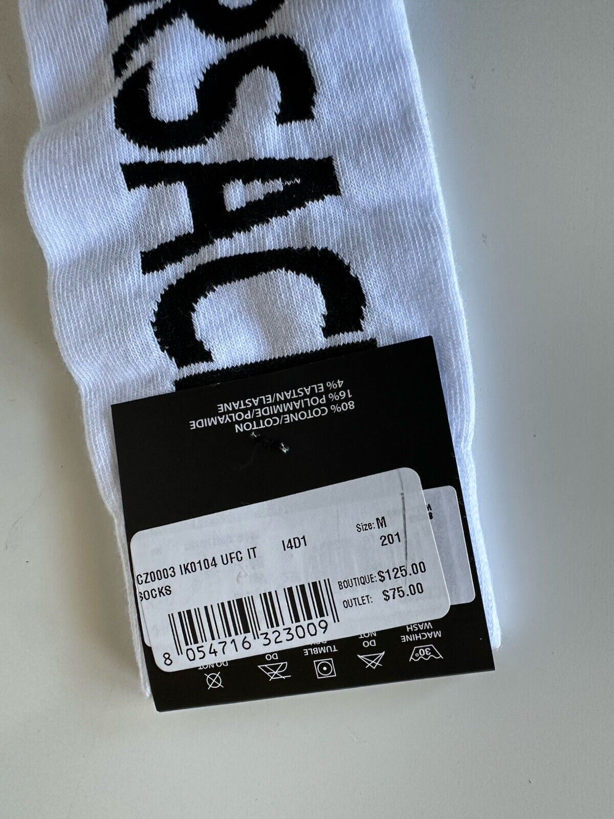 Versace Logo Socks White/Black Size M Made in Italy ICZ0003 NWT $125